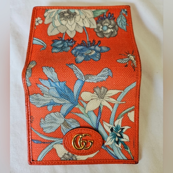 Gucci Marmont Folding Wallet Flora Orange Full Inclusion Preloved - Picture 4 of 13